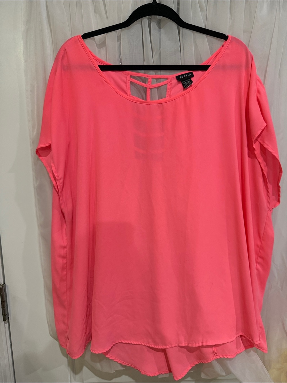 torrid Neon Pink Scoop Neck Dolman Blouse